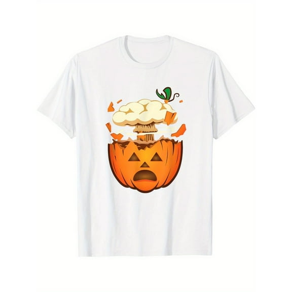 Women Women s Mind Blown Pumpkin Graphic Tee T Shirt Tops Trendy Casual Short Sleeve Round Neck White S-5XL