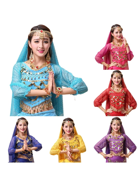 Women Womens Belly Dance Outfits Sequins Long Sleeve Dance Top for Carnival Womens Career Jacket S