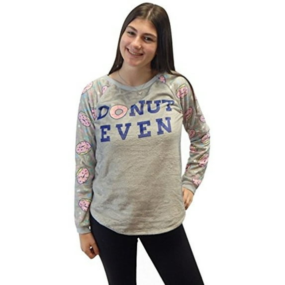 Women Woobie Microfiber Minky Plush Sweatshirt Pullover Top (Size Medium Donut Even)