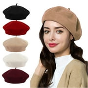 Women Wool Beret Hat French Style Solid Color