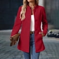 thumbnail image 1 of Women Wool Blend Coat Stand Collar Single Breasted Mid Length Jacket with Side Pockets Warm Casual Fall Winter Outerwear, 1 of 7