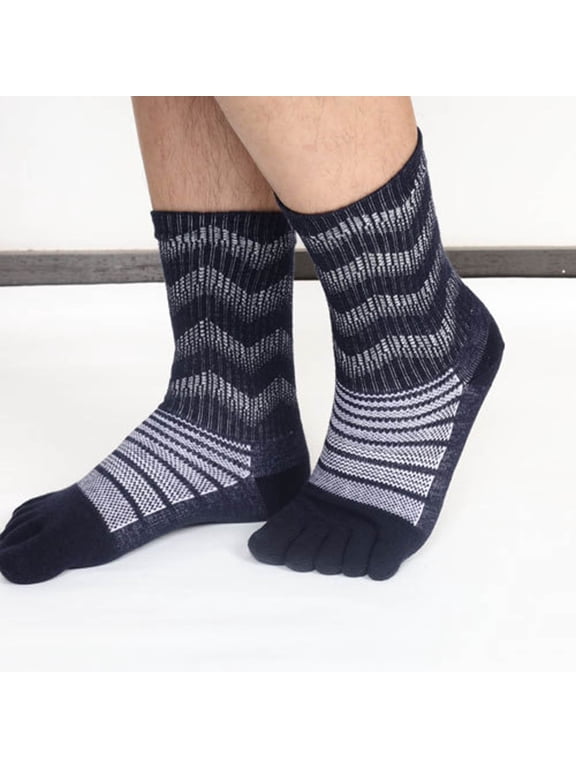 Women Wool Five Toe Socks Autumn Winter Thickened Men Toe Socks Wholesale Mid Long Wool Split Footwear Dark Blue