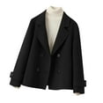 thumbnail image 1 of Women Wool Peacoat Double Breasted Oversized Jackets Cropped Cardigan Coats Tops Long Sleeve Windproof Overcoat Pure Color Elegant Top V Neck Jacket Fashion Outfits Going Out Outerwear, 1 of 3