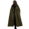 thumbnail image 1 of Women Woolen Jacket Turn-down Collar Solid Color Coat Mid-calf Length Thermal Long Sleeved Commuting Dating Spring Fall Winter Overcoat, 1 of 8
