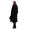 thumbnail image 1 of Women Woolen Jacket Turn-down Collar Solid Color Coat Mid-calf Length Thermal Long Sleeved Commuting Dating Spring Fall Winter Overcoat, 1 of 8