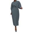 thumbnail image 1 of Women Woolen Jacket Turn-down Collar Solid Color Double-breasted Coat Retro Royal Style Thermal Long Lantern Sleeves Commuting Dating Spring Fall Winter Overcoat, 1 of 8
