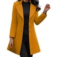 thumbnail image 1 of Women Woolen Jacket Turn-down Collar Solid Color Single-breasted Coat Slim Fit Thermal Long Sleeved Commuting Dating Spring Fall Winter Overcoat, 1 of 8