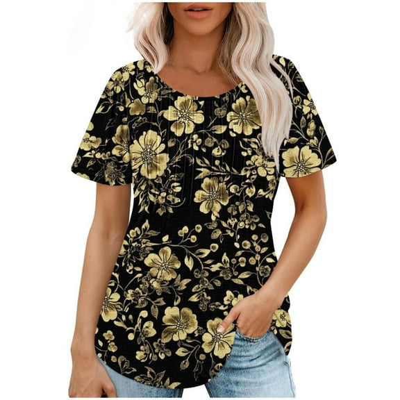 Women Work Blouses for Office Professional Soft T Shirts Loose Fit Summer Clothes for Women Over 50 2025 Vacation