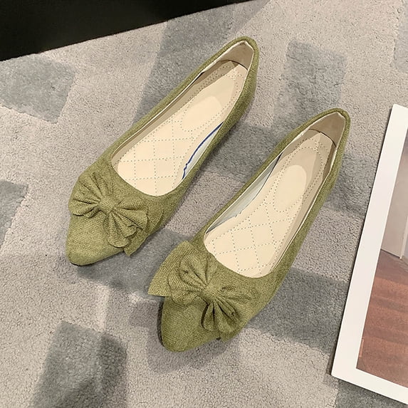 Women Work Flats, Comfortable Pointed Toe Slip on Shoes with Padded Insole for Office Casual Daily Wear, Breathable Fabric Ballet Flats