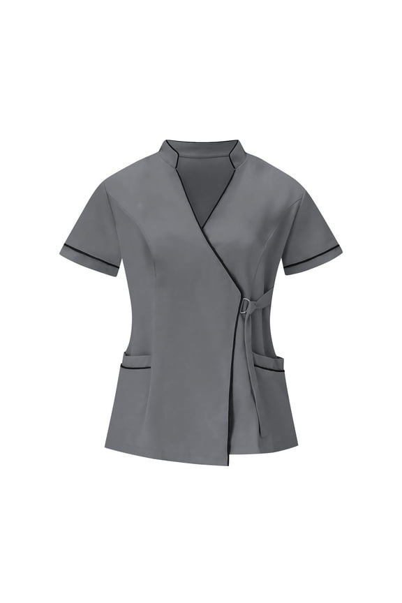 Women Work Out Tops Sawvnm Women's Nurses Tunic Uniform Clinic Carer V-Neck Protective Clothing Tank Tops for Women Dark Gray M