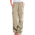 thumbnail image 1 of Women Work Pants Cargo Pants Women Drawstring Elastic Waist Straight Leg Long Trousers with Pockets Loose Casual Hiking Pants Women's Plus, 1 of 4