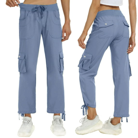 Women Work Pants Cargo Womens Pants With Pockets Loose Casual Pants Dressy Lightweight Ladies Baggy Cargo Pants For Hiking Light Blue S