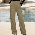 thumbnail image 1 of Women Work Pants Plus Size Women Fashion Casual Comfortable Solid Color Zipper Pocket Full Length Pants Khaki S, 1 of 4
