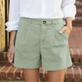 thumbnail image 1 of Women Work Pants Plus Size Women Solid Summer Casual Pleated High Waistband Pocket Shorts, 1 of 8