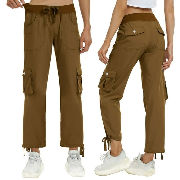 Women Work Pants Womens Pants With Pockets Loose Casual Pants Dressy Lightweight Ladies Baggy Cargo Pants For Hiking Brown XL