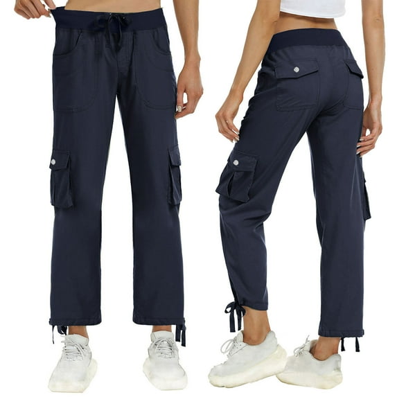 Women Work Pants Womens Pants With Pockets Loose Casual Pants Dressy Lightweight Ladies Baggy Cargo Pants For Hiking Navy M