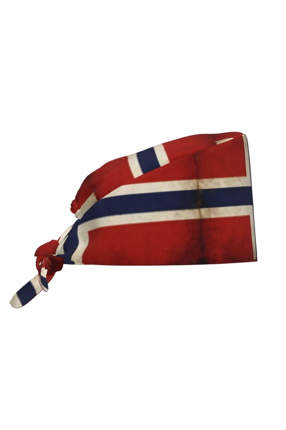 Women Working Hats And Sweatband Norwegian Flag Adjustable Elastic Bouffant Cap