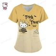 Women Working Uniform Hello Kitty Print Pocket Blouse Short SleevWomene