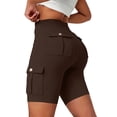 thumbnail image 1 of Women Workout Biker Shorts with Cargo Pockets Butt Lifting High Waisted Tummy Control Short Leggings, L, 1 of 5