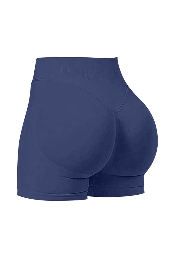 Women Workout Butt Lifting Gym Shorts Seamless Volleyball Running Cycling Leggings Shorts Navy M