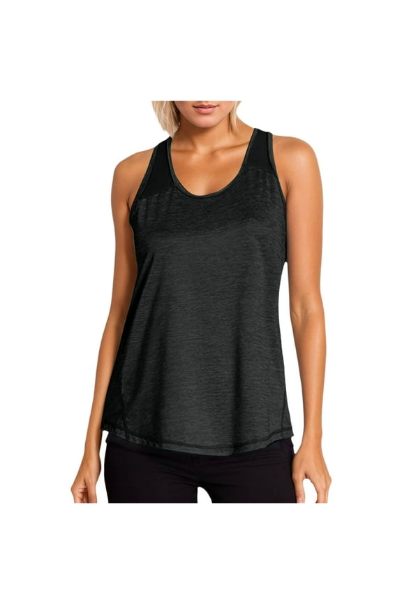 Women Workout Clothes Racerback Tank Mesh Yoga Polyester Spandex Exercise Wear