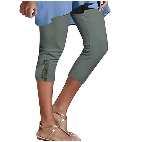 Women Workout Crop Pants New Capris Leggings for Women Summer Casual Stretch Knee Workout Running Yoga Capris Slim Fitted Lightweight Cropped Pants Womens Leggings Gray M