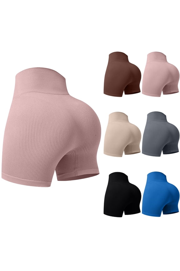 Women Workout Impact Shorts Scrunch Butt Lifting Tummy Control Gym Shorts Comfy Running Seamless Booty Biker Shorts Brown S