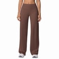 thumbnail image 1 of Women Workout Leggings No Front Seam Straight Leggings Brown S, 1 of 10