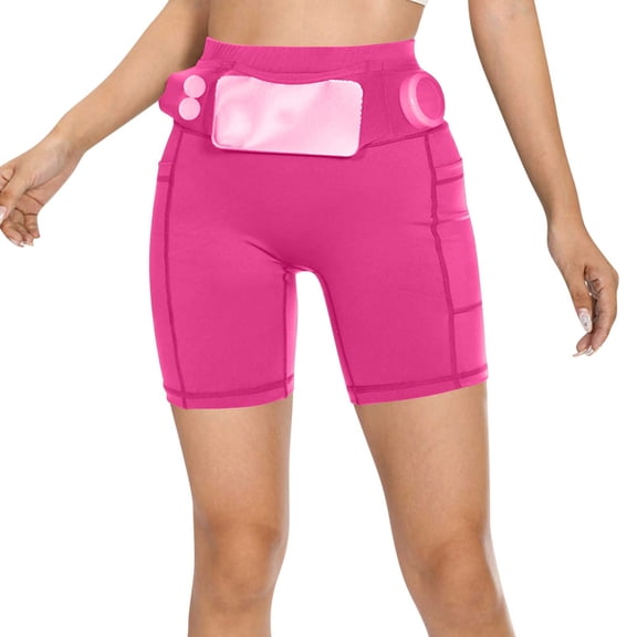 Women Workout Out Leggings Fitness Sports Running Athletic Pants Shorts With Pocket Fitness Sports With Pocket Hot Pink