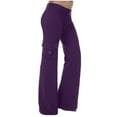 thumbnail image 1 of Women Workout Out Leggings Stretch Waist Button Pocket Yoga Gym Loose Pants, 1 of 9