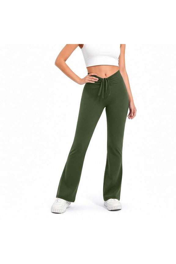 Women Workout Scrunch Flare Leggings Drawstring No Front Seam Ericane Butt Lifting Gym Yoga