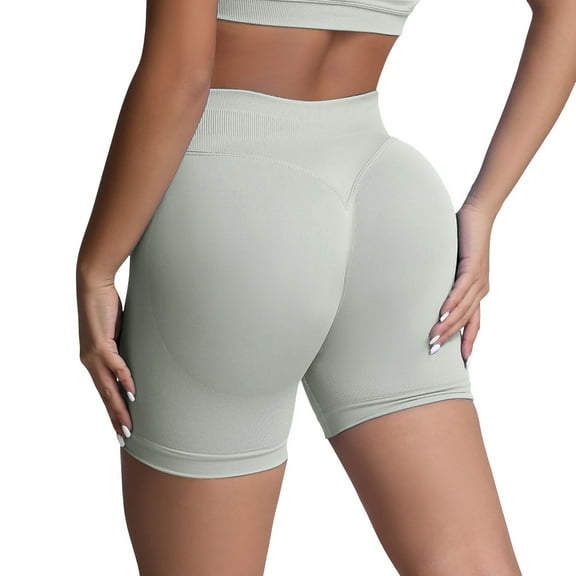 Women Workout Seamless Scrunch Shorts Nylon Spandex High Waisted for Gym Yoga