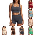 thumbnail image 1 of Women Workout Sets High Waisted Biker Yoga Shorts for Women Tummy Control Fitness Shorts & Cropped Vest Cami Tops Sets Yoga Workout Outfits for Women, 1 of 5