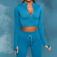 Women Workout Sets Yoga Outfits, Long Sleeve Zip Top + High Waisted