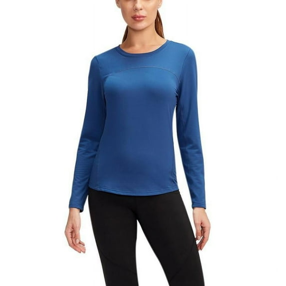 Women Workout Shirts Womens Tops Autumn and Winter Plus Velvet Long-Sleeved Yoga Fitness Running Sports Training Clothes Slim Quick-Drying Stretch Top Womens T-Shirts