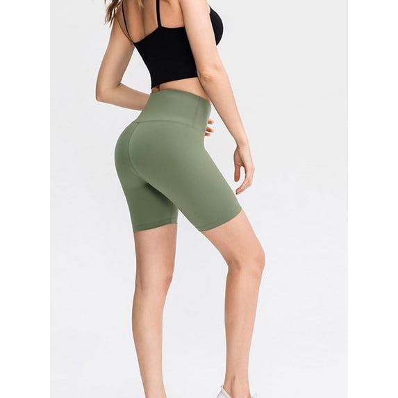 Women Workout Shorts High Waist Bike Shorts, Yoga Running Jogging Fitness Training Hiking Compression Exercise Shorts,Tummy Control Sports Active Short Pants,Green XXS-L
