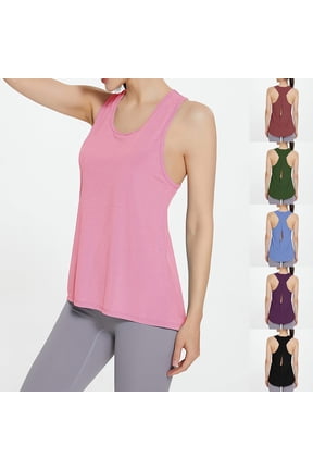 Women Workout Tops Sleeveless Summer Athletic Tank Tops Scoop Neck Basic Undershirt Yoga Shirts Athletic Running Stretch Racerback Breathable Tee