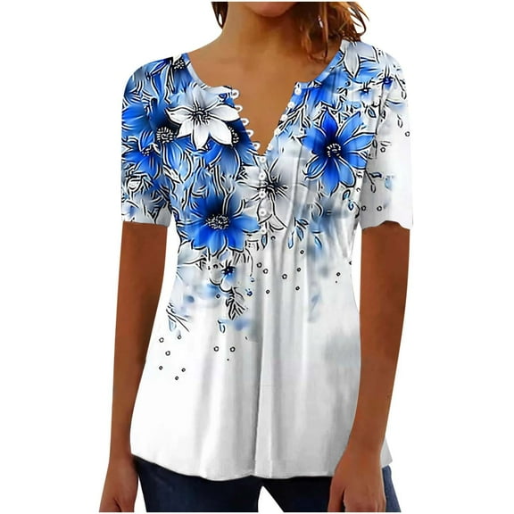 Women Workout Tops With Built In Bra White Blouse for Women Dressy Fitted Short Sleeve Button Up Shirts for Women Print