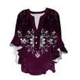 thumbnail image 1 of Women Workout Tops New Women's Ruffle 3/4 Sleeve Summer Tops 2025 Trendy Floral Casual Loose Dressy Boho Blouses Shirts XL, 1 of 5