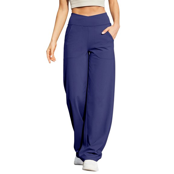 Women Workout Wide Leg Elastic Waist Sweatpants Fashion Line Loose Casual Fall Basic Fitness Trousers