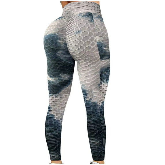 Women Workout Yoga Pants High Waist Stretch Leggings Tie Dye Yoga Pants Jacquard Yoga Pants Bubble Butt Lift Sport Pants