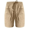thumbnail image 1 of Women Workout Yoga Shorts Cotton Shorts with Pockets Lace Up Elastic Shorts Lace Trim Hem Shorts Loose Legging Short, 1 of 5