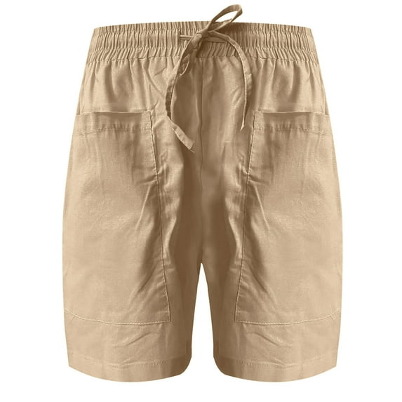 Women Workout Yoga Shorts Cotton Shorts with Pockets Lace Up Elastic Shorts Lace Trim Hem Shorts Loose Legging Short