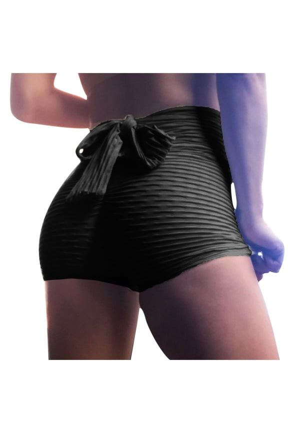 Women Workout Yoga Shorts Tie Back Bow Shorts Solid Tummy Control Gym Shorts Bubble Gym Shorts Butt Lift Leggings Pants