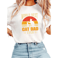 thumbnail image 1 of Women World's Best Cat Dad Ever Retro Sunset Cat Family Graphic Tees T Shirt Tops Round Neck Printed Cotton T Shirt White S-5XL, 1 of 4