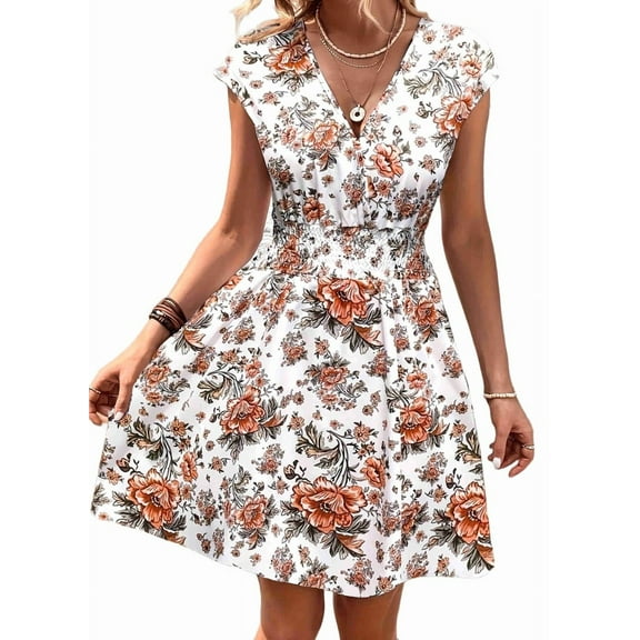 Women Wrap Dress Summer V Neck Cover Ups Dresses Casual Sundress Color S