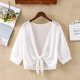 thumbnail image 1 of Women Wrap Jacket Half Sleeve Sheer Soft Chiffon Bolero Shrug Open Front Jacket Cardigan for Party Coat, 1 of 6