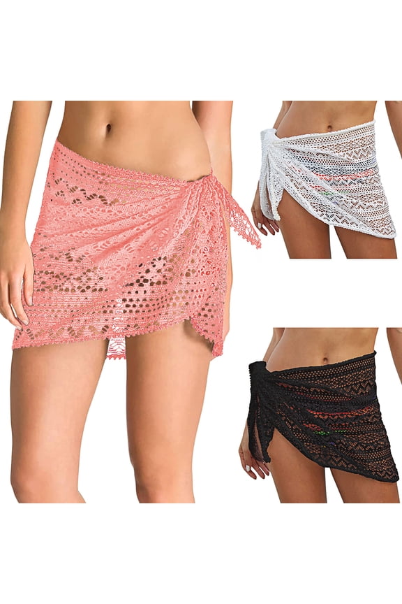 Women Wrap Skirt Sexy Bikini Cover Up Lace Short Sarong Holiday Beach Dress Mini Sarongs Summer Bathing Suit