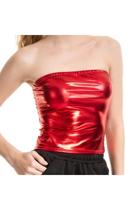 Women Wrap Solid Performance Top Shirt Activewear Tunic Blouse, S, Red