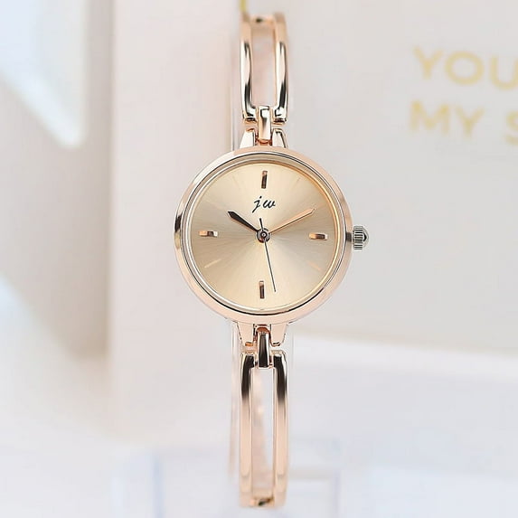 Women Wrist Quartz Bangle Watch Round Small Dial Easy Read Simple Classic Vintage Adjustable Stainless Steel Strap Gold